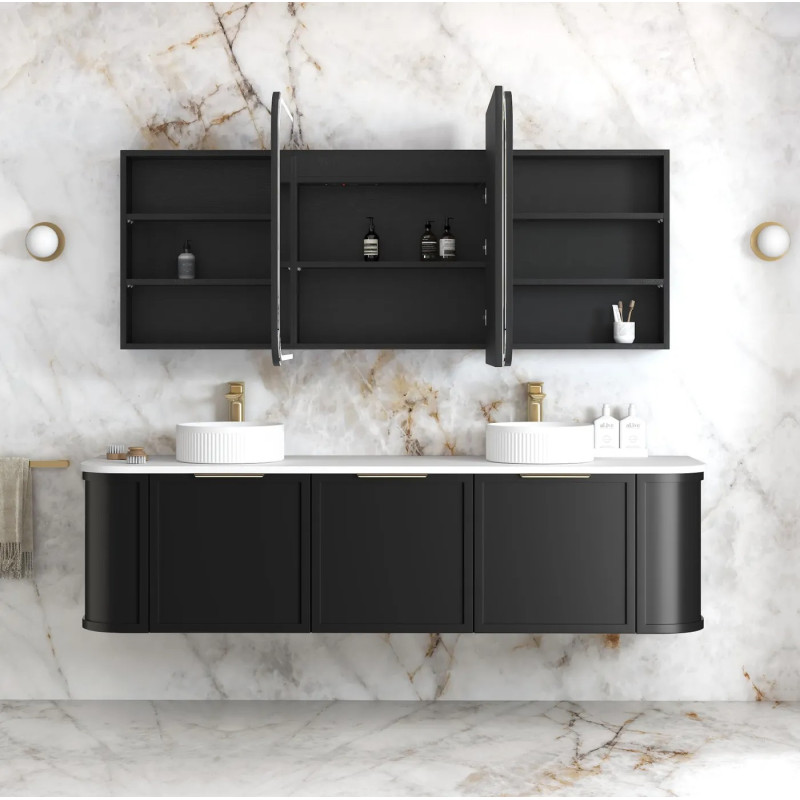 Otti LED Newport 1800(W)x750(H) Shaving Cabinet - Premium Edition - Matte White/ Natural Oak/ Black Oak/ Woodland Oak/ Sable Walnut