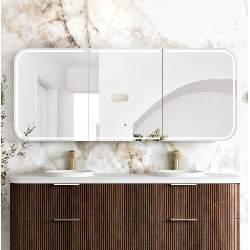 Otti LED Newport 1800(W)x750(H) Shaving Cabinet - Premium Edition - Matte White/ Black Oak/ Woodland Oak/ Sable Walnut