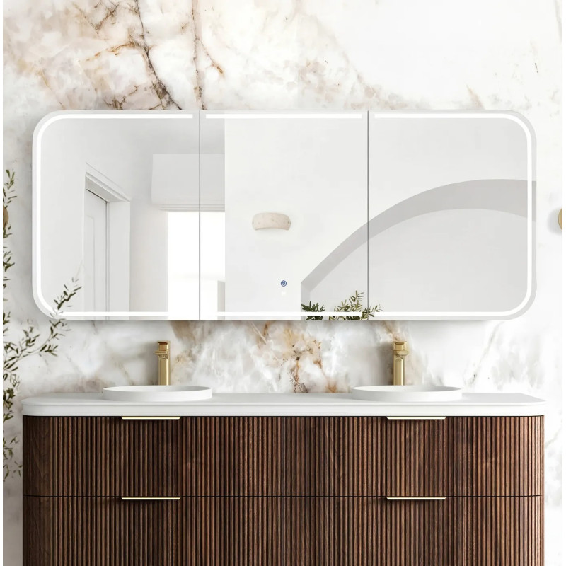 Otti LED Newport 1800(W)x750(H) Shaving Cabinet - Premium Edition - Matte White/ Black Oak/ Woodland Oak/ Sable Walnut