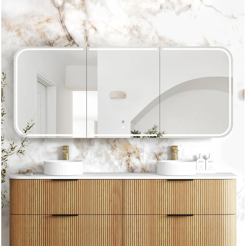 Otti LED Newport 1800(W)x750(H) Shaving Cabinet - Premium Edition - Matte White/ Natural Oak/ Black Oak/ Woodland Oak/ Sable Walnut