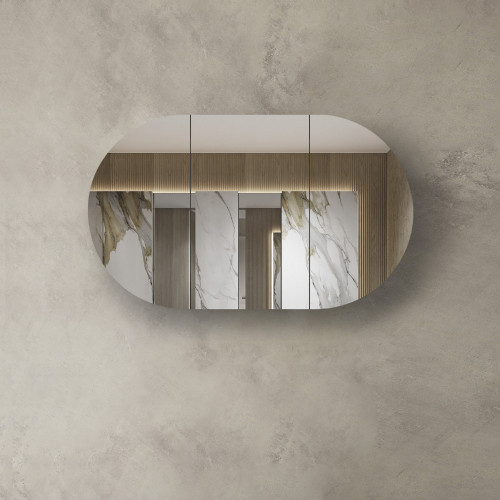 Otti Bondi 1500x900mm Shaving Cabinet - Matte White/ Natural Oak/ Black Oak