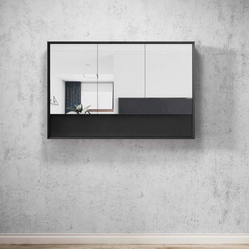 Otti Marlo 600-1200mm Matte Black Shaving Cabinet