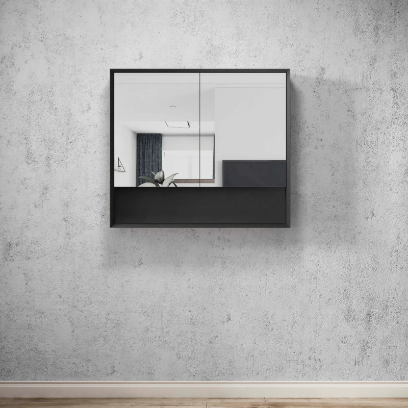 Otti Marlo 600-1200mm Matte Black Shaving Cabinet Otti Marlo 600-1200mm Matte Black Shaving Cabinet