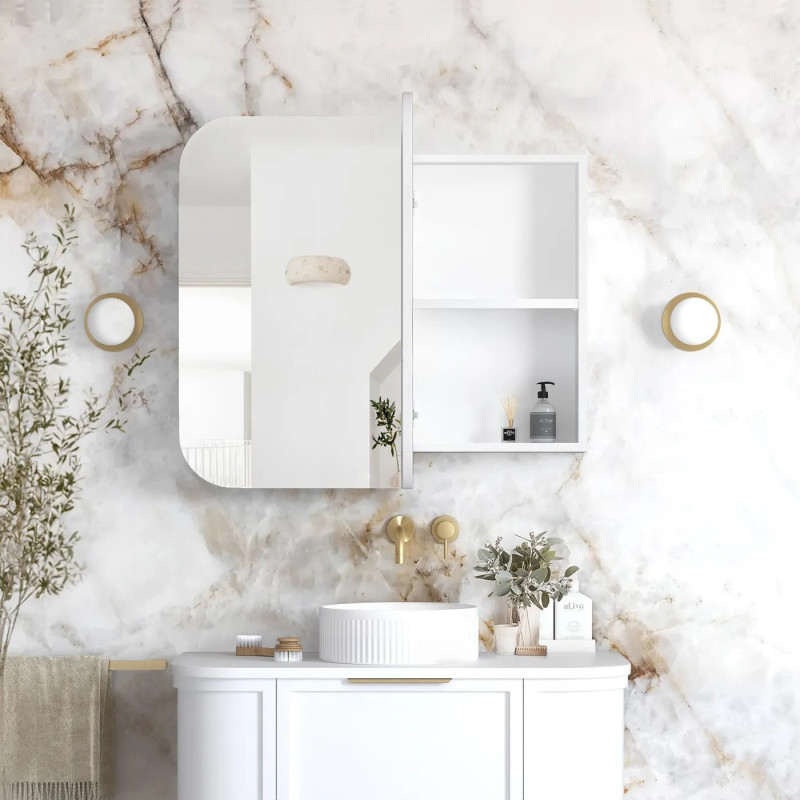 Otti Newport 900x750mm Shaving Cabinet - Matte White/ Natural Oak/ Black Oak/ Woodland Oak/ Sable Walnut