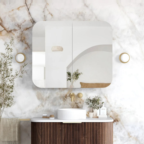 Otti Newport 900x750mm Shaving Cabinet - Matte White/ Natural Oak/ Black Oak/ Woodland Oak/ Sable Walnut