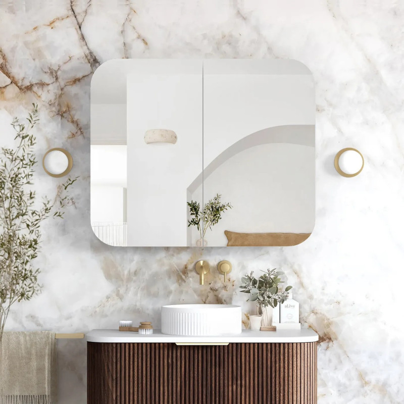 Otti Newport 900x750mm Shaving Cabinet - Matte White/ Natural Oak/ Black Oak/ Woodland Oak/ Sable Walnut