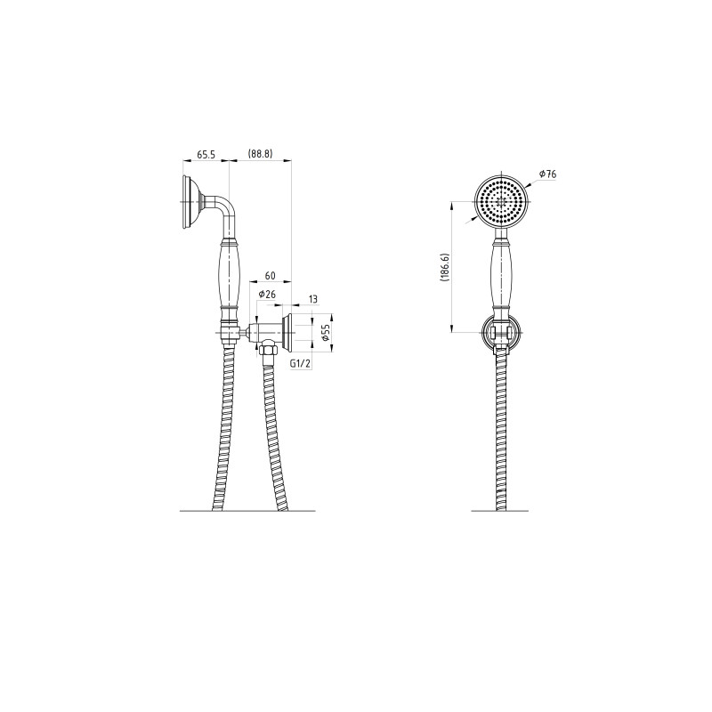 Ikon Clasico Hand Shower On Wall Outlet Bracket