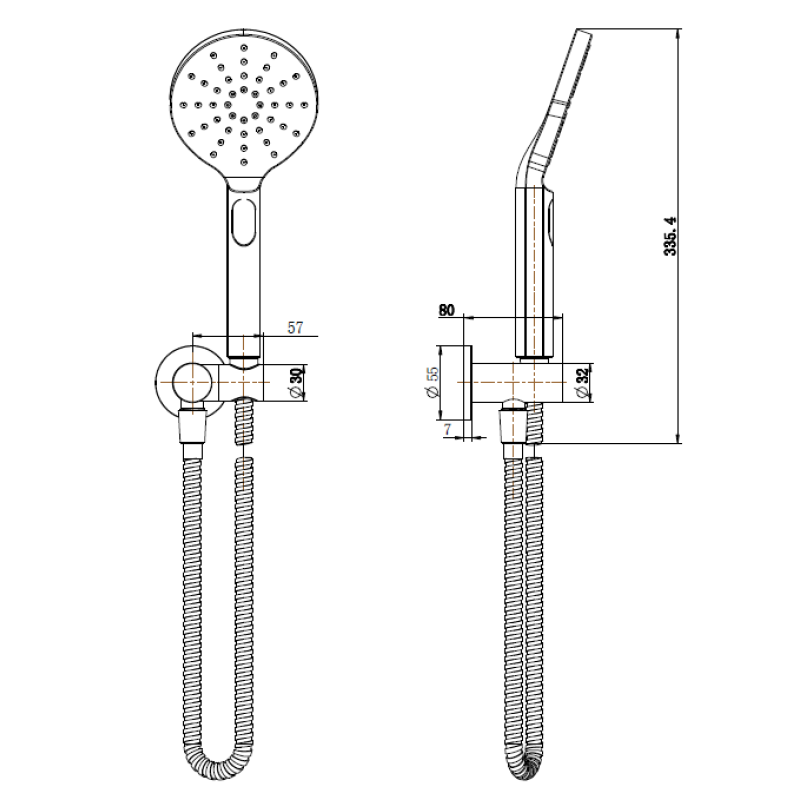 ACL P&P Plus Cora Hand Shower On Wall Outlet Bracket - Round