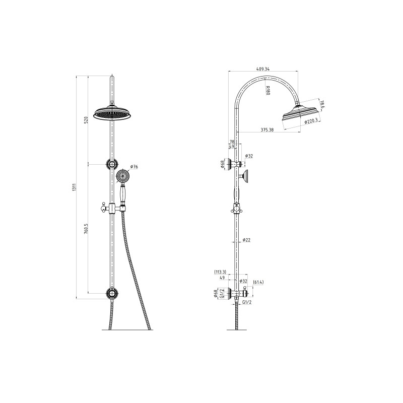 Ikon Clasico Multi-Function Shower Set