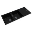 Aquaperla 1160 x 500x200 mm Black Granite Double Bowl Kitchen Sink