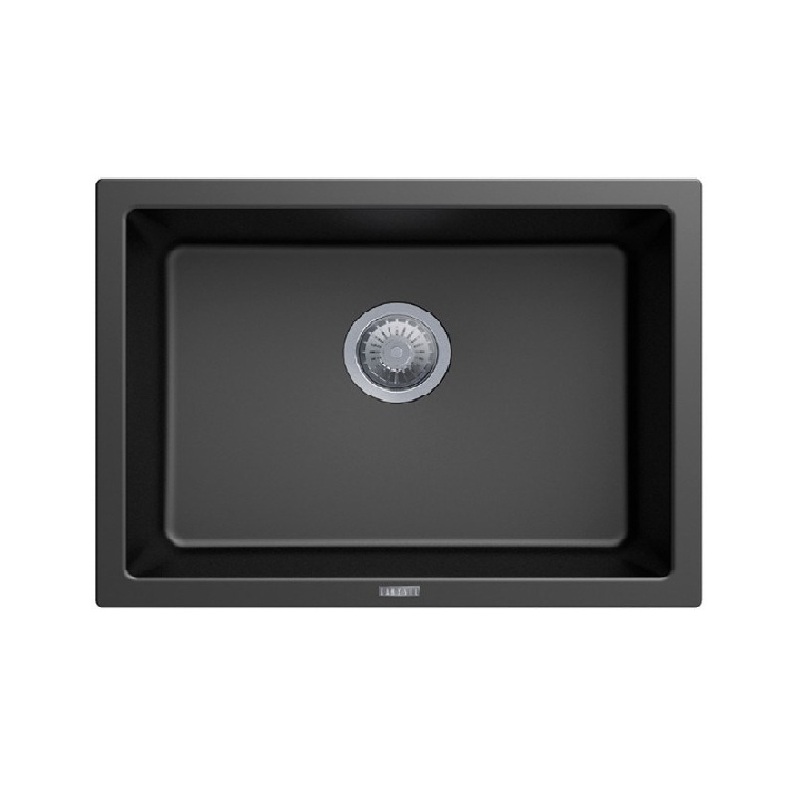 Aquaperla 610x457mm Black Granite Single Bowl Kitchen Sink