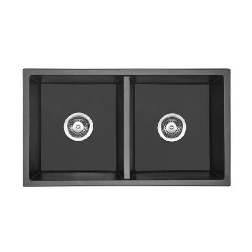BadundKüche 770 x 450 x 230mm Granite Under/Overmount Double Bowl Granite Sink