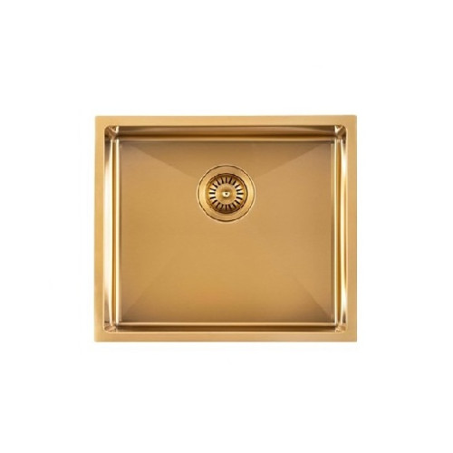 Aquaperla Brushed Brass Stainless Steel PVD Single Bowl Kitchen Sink