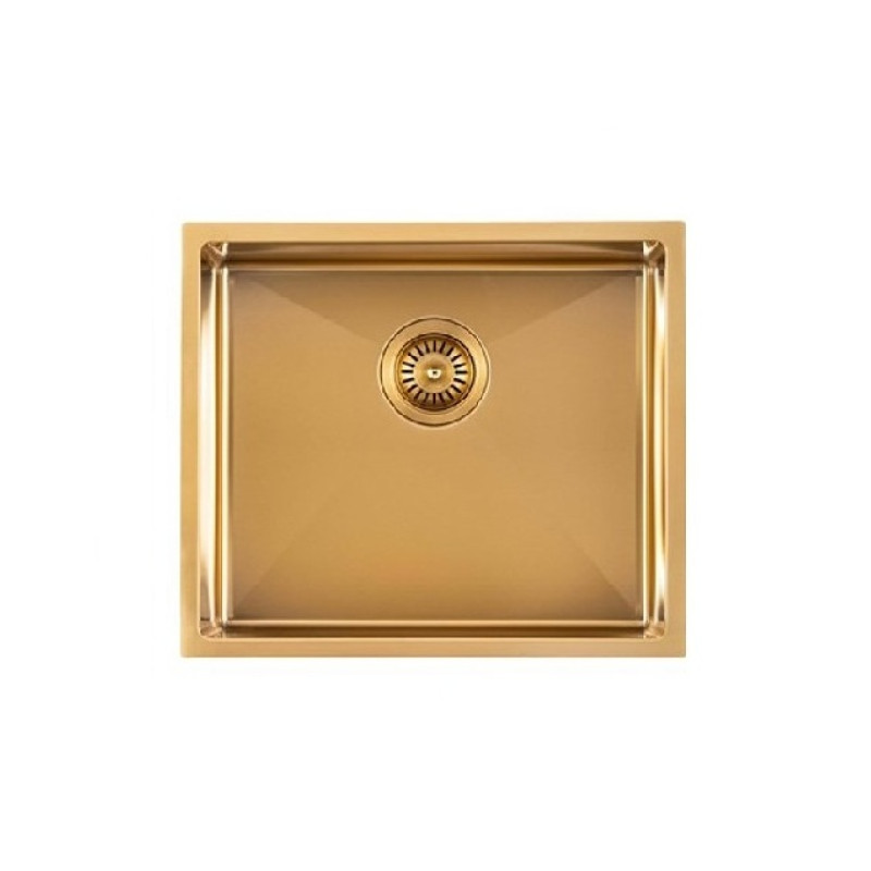 Aquaperla Brushed Brass Stainless Steel PVD Single Bowl Kitchen Sink