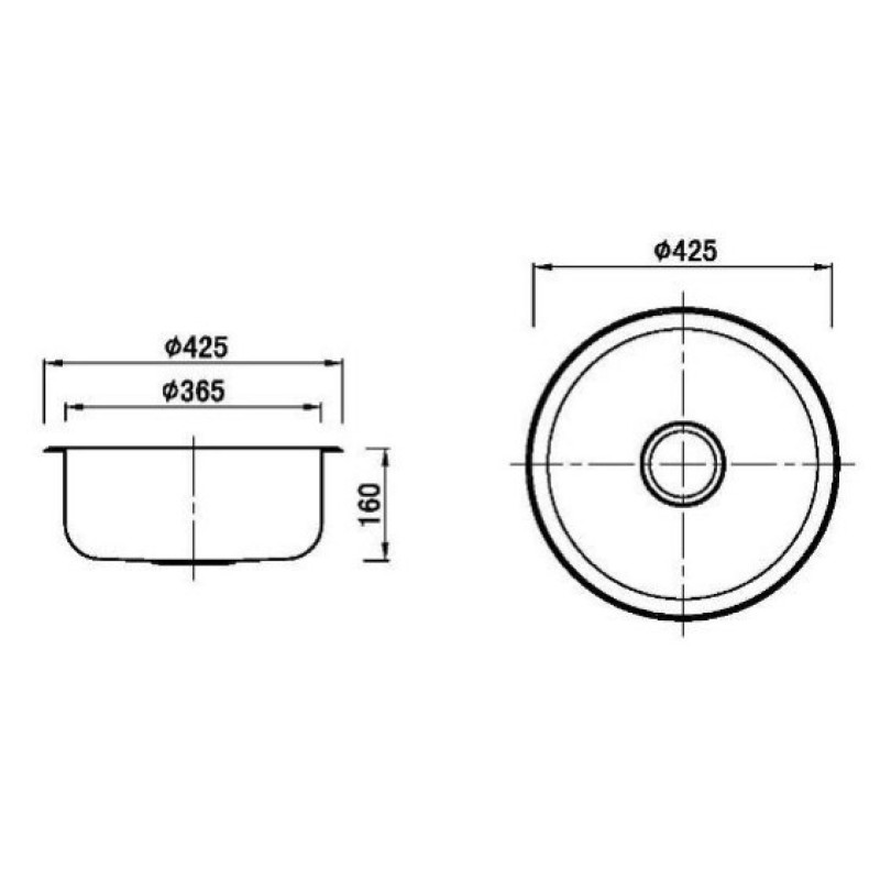BadundKüche Round Bowl Sink with No Tap Hole