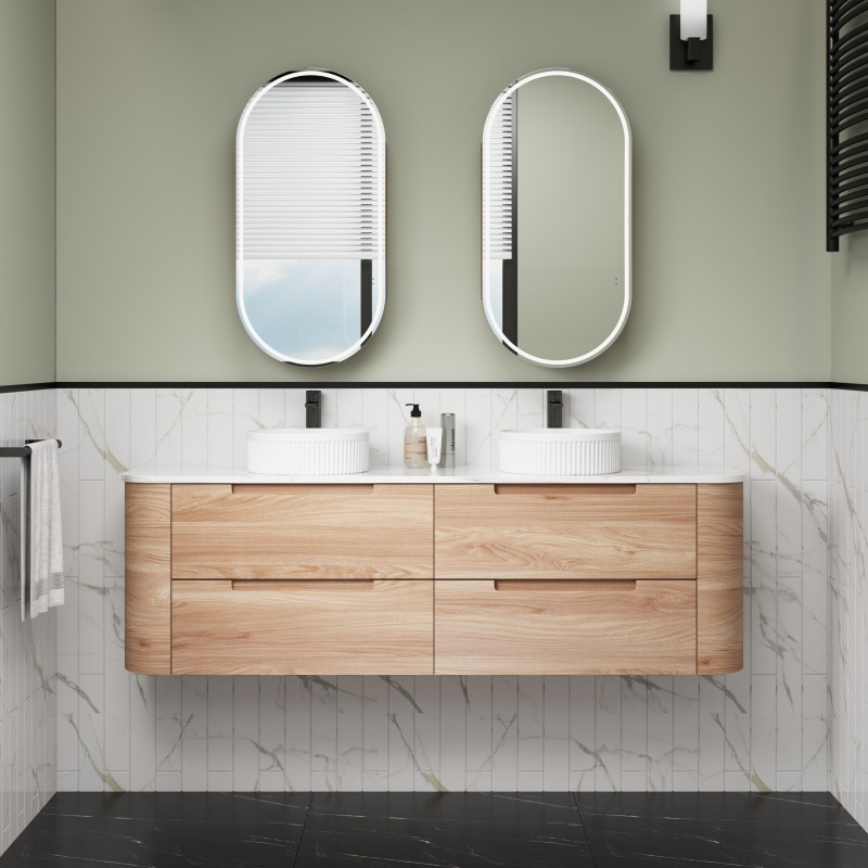 Aulic Briony Wall Hung Vanity with Stone Top 750mm-1800mm