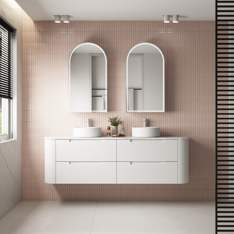 Aulic Curva Wall Hung Vanity with Stone Top 750mm-1800mm