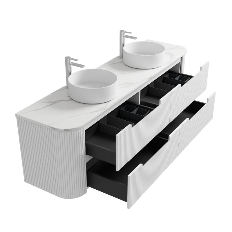 Aulic Curva Wall Hung Vanity with Stone Top 750mm-1800mm