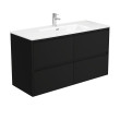 Fienza Joli Amato Satin Black Wall Hung Vanity with Ceramic top 750mm-1200mm