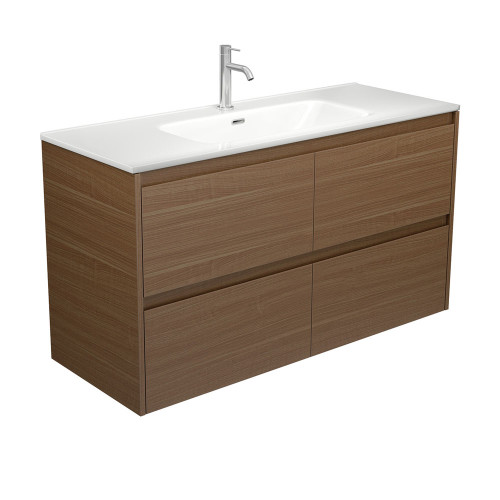 Fienza Joli Amato Walnut Wall Hung Vanity with Ceramic top 750mm-1200mm