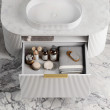 Otti Bondi Satin White Fluted Wall Hung Curve Vanity with Stone Top or Marble Top 600mm-1800mm