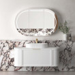 Otti Hampshire Satin White Wall Hung Curve Vanity with Stone Top or Marble Top 600mm-1800mm