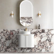 Otti Hampshire Satin White Wall Hung Curve Vanity with Stone Top or Marble Top 600mm-1800mm