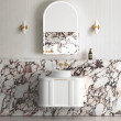 Otti Hampshire Satin White Wall Hung Curve Vanity with Stone Top or Marble Top 600mm-1800mm