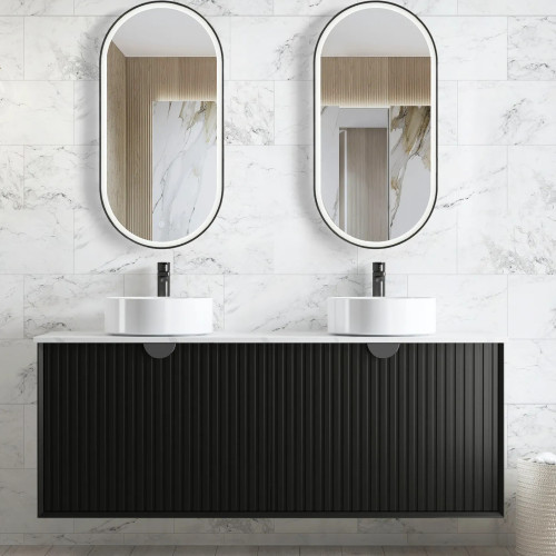 Otti Marlo Matte Black Wall Hung Vanity with Stone Top or Marble Top 600mm-1500mm