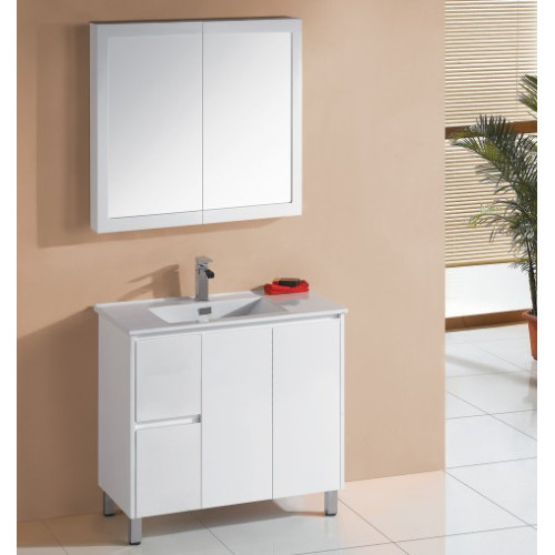 Sunny White Floor-standing PVC vanity with ceramic top 600mm-1500mm