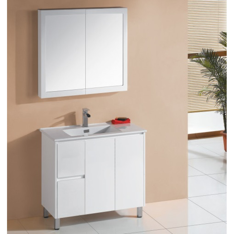 Sunny White Floor-standing PVC vanity with ceramic top 600mm-1500mm
