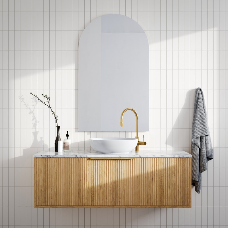 Timberline Elwood Wall-Hung Vanity with SilkSurface top and White Gloss Above Counter Basin 750mm-1800mm