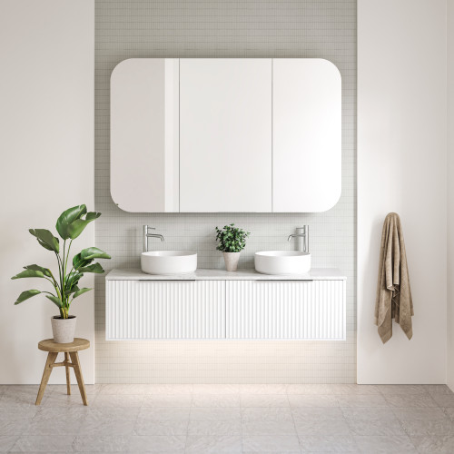 Timberline Elwood Wall-Hung Vanity with SilkSurface top and White Gloss Above Counter Basin 750mm-1800mm
