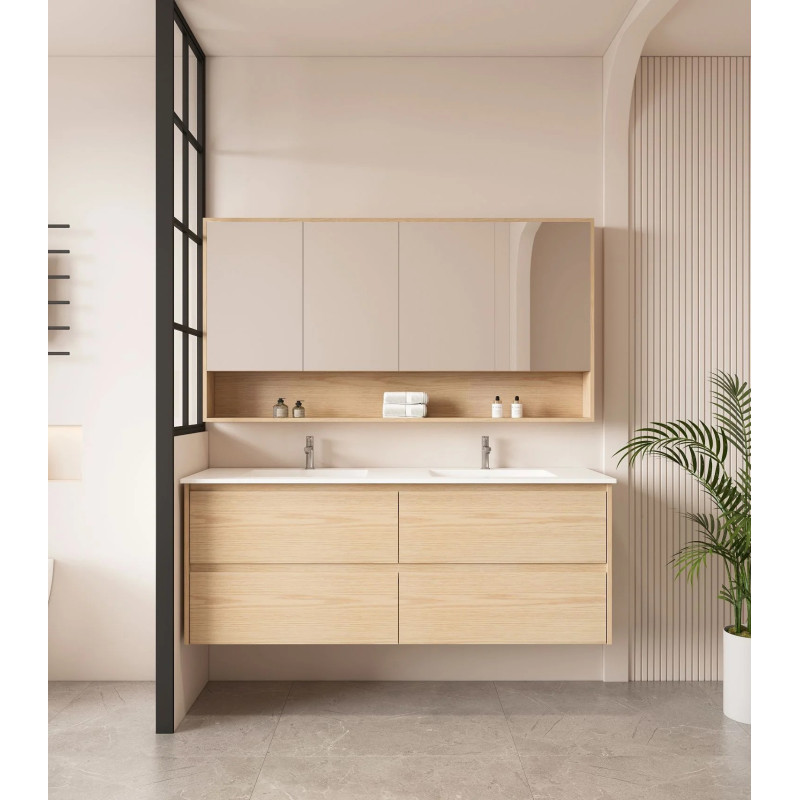 Mercio HERA Wall-Hung Vanity with Ceramic top - Tas Oak 600mm-1500mm