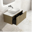 Mercio Fluted Rhea Wall-Hung Vanity with Stone top - Natural Oak 600mm-1800mm