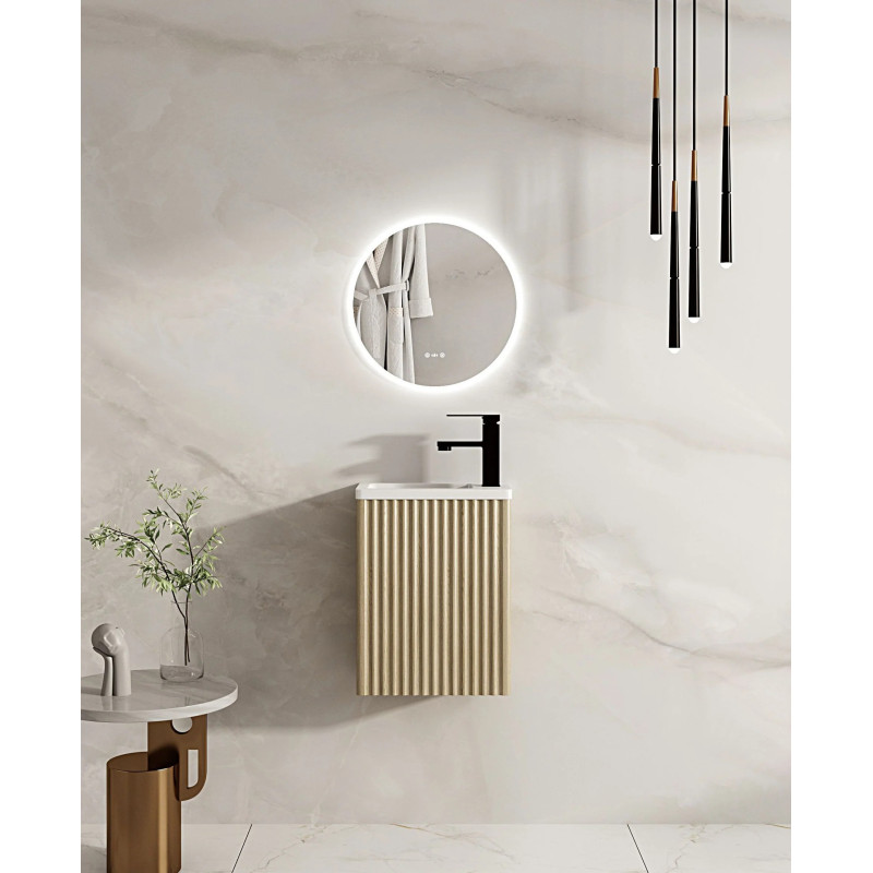 Mercio Fluted Rhea 400mm Wall-Hung vanity - Natural Oak