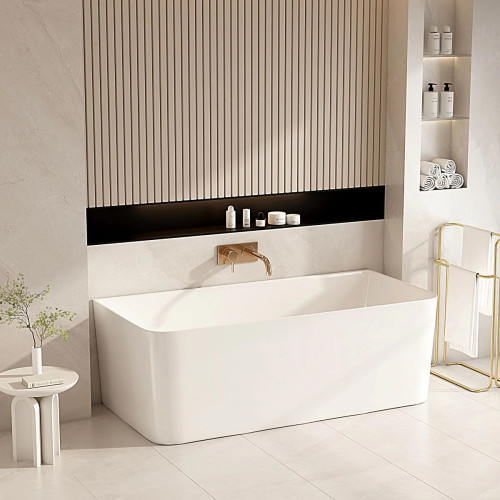 Mercio Bullion Ultra-Thin Back-to-Wall Bathtub - Gloss White