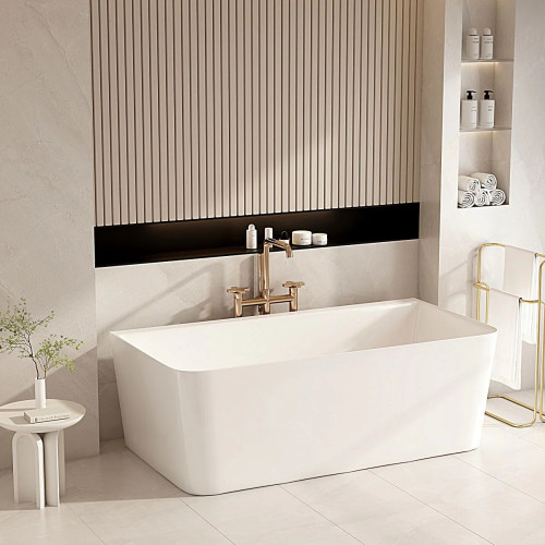 Mercio Fortuna 1500mm Ultra-Thin Back-to-Wall Bathtub - Gloss White