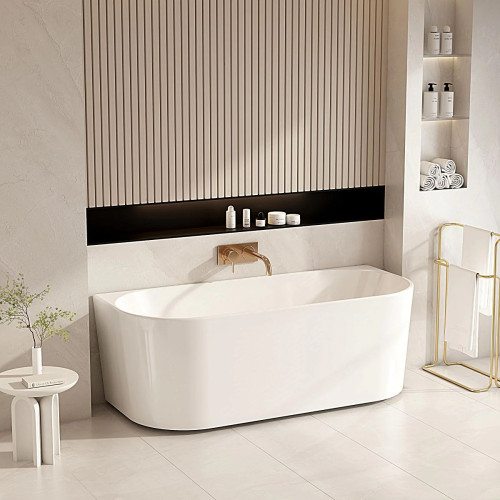Mercio Musen Ultra-Thin Back-to-Wall Bathtub - Gloss White