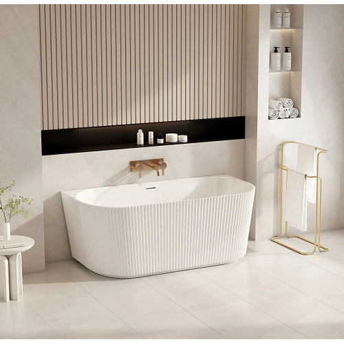 Mercio Rose Fluted Back-to-Wall Bathtub - Matt White