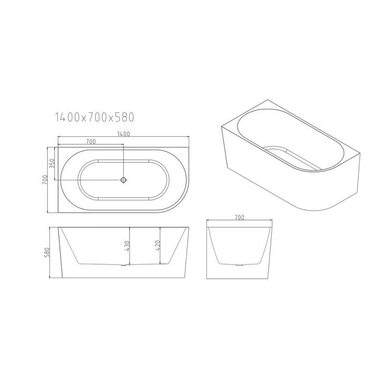 Mercio Nova Ultra-Thin Corner Bathtub - Gloss White