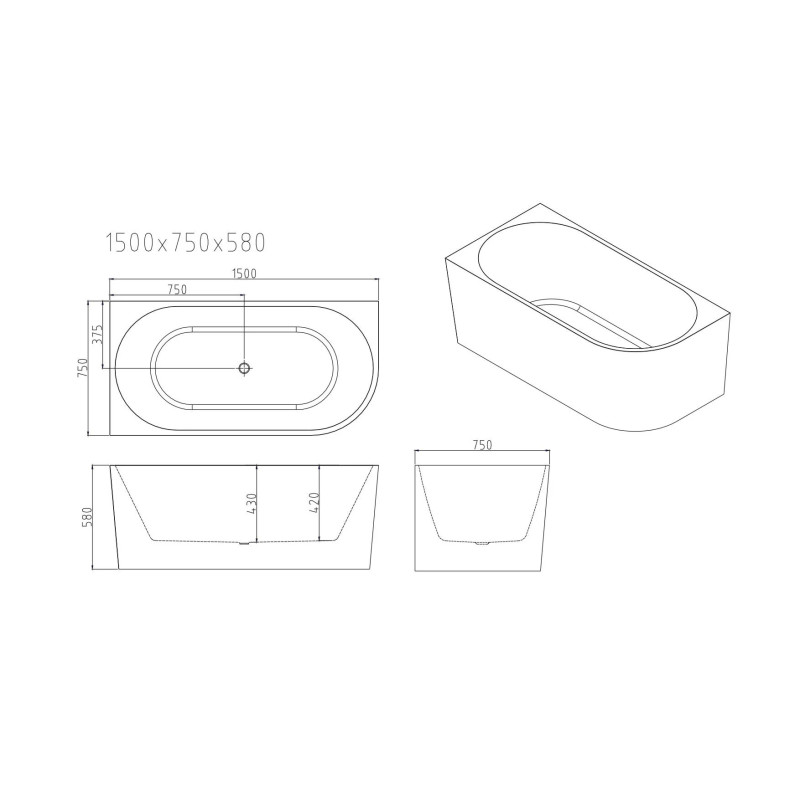 Mercio Nova Ultra-Thin Corner Bathtub - Gloss White