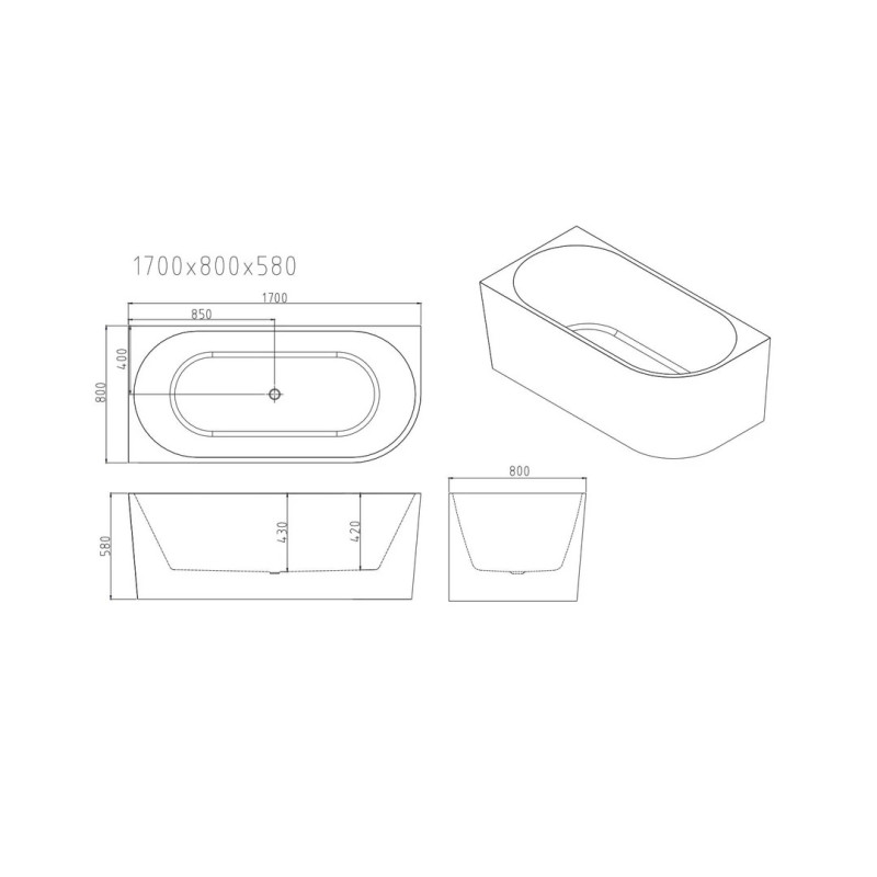 Mercio Nova Ultra-Thin Corner Bathtub - Gloss White