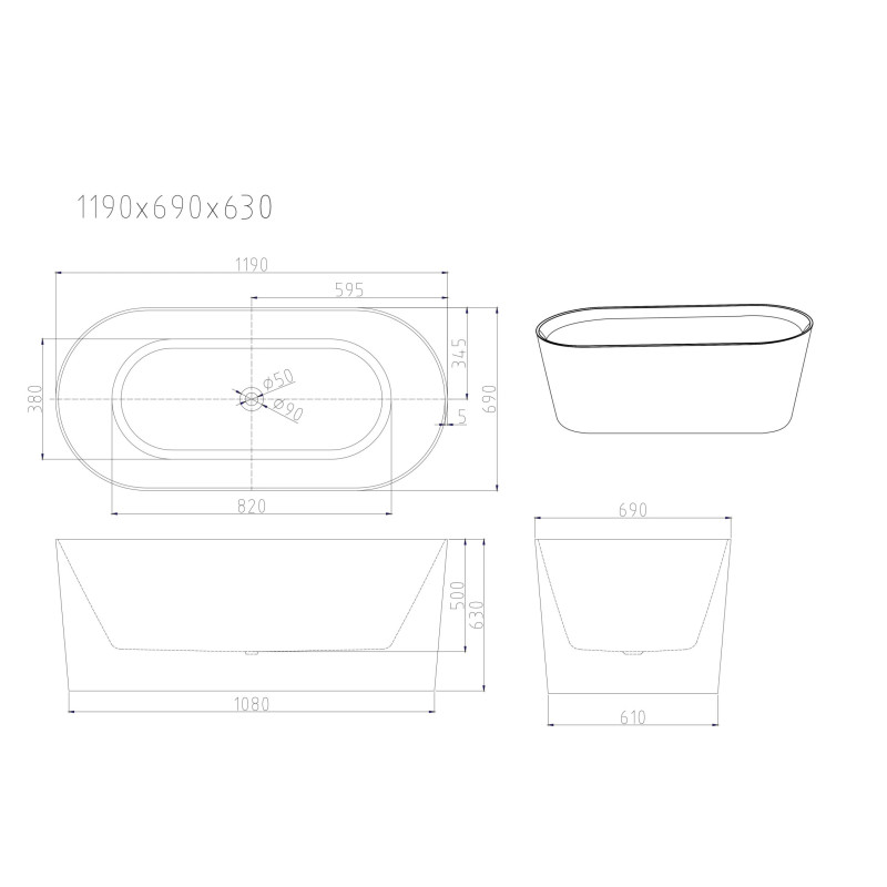 Mercio ISEO Freestanding Bathtub - Gloss White