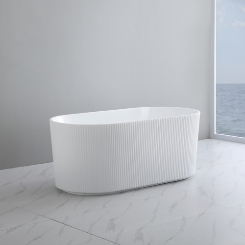 Poseidon Ally Groove Freestanding Bathtub - Gloss White