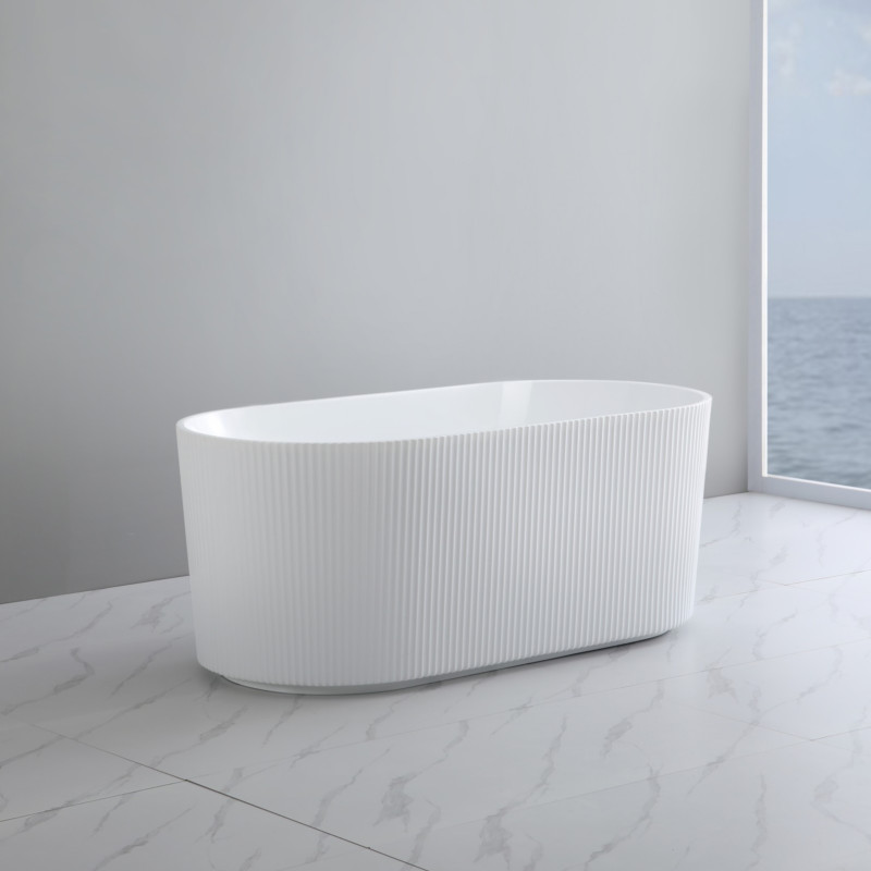 Poseidon Ally Groove Freestanding Bathtub - Gloss White Poseidon Ally Groove Freestanding Bathtub - Gloss White
