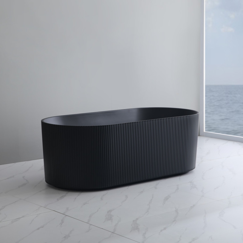 Poseidon Ally Groove Freestanding Bathtub - Matte white/ Matte Black Poseidon Ally Groove Freestanding Bathtub - Matte white/ Matte Black