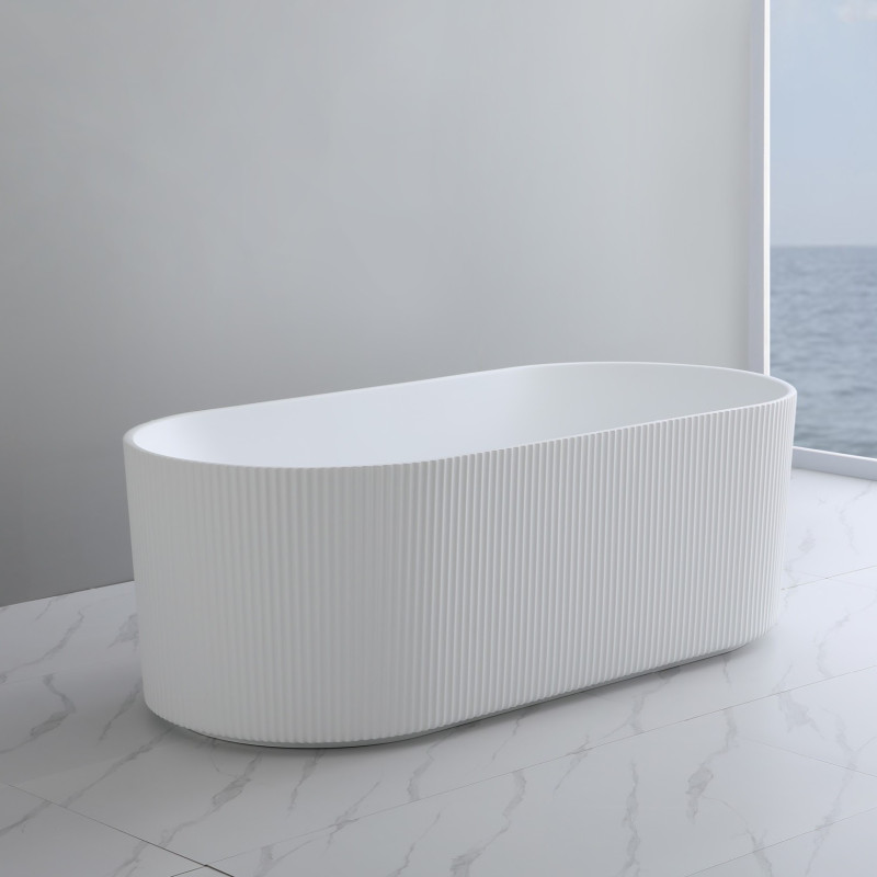 Poseidon Ally Groove Freestanding Bathtub - Matte white/ Matte Black