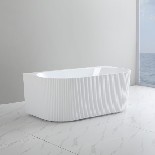 Poseidon Bari Groove back to wall Bathtub - Gloss White