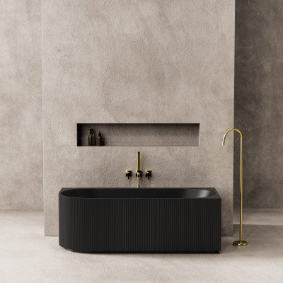 Poseidon Capri Groove Corner Bathtub - Matte White/Matte Black
